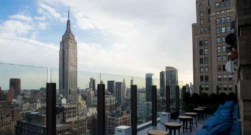 Panoramablick von Rooftop-Bar New York