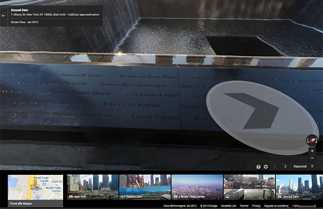 Tour virtuale memoriale 9/11 by Google Maps