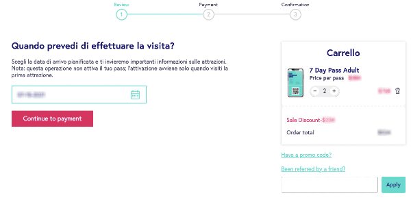 Acquisto New York Pass - step 2