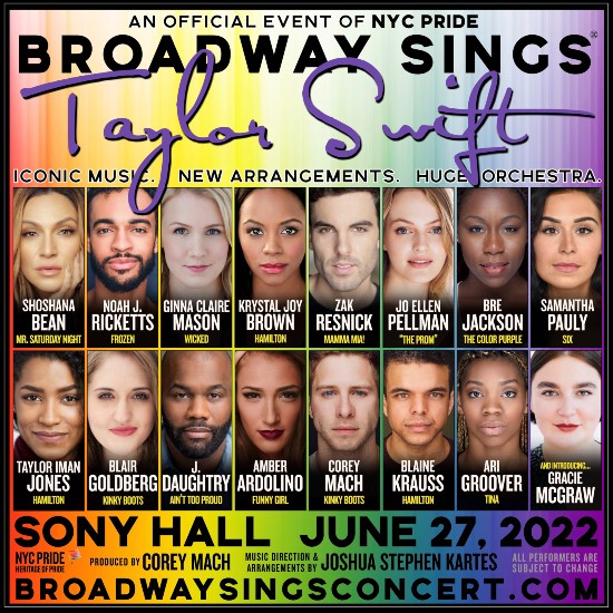 Locandina cantanti all'evento Broadway Sings, al NYC Pride