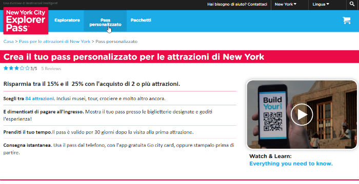 Build Your Own Pass New York, sito ufficiale
