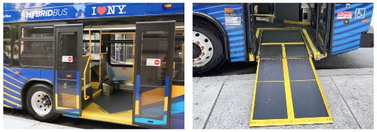 Autobus con rampa e porte larghe per disabili, New York