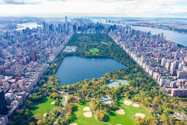 Panormaica dall'altro di Central Park a New York