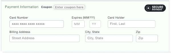 Form dati di pagamento prenotazione GoAirlink