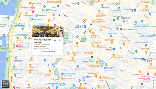 Usare Google Maps per trovare locali dove pranzaere a New York