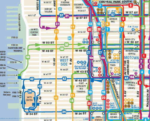 mappa degli autobus a new york