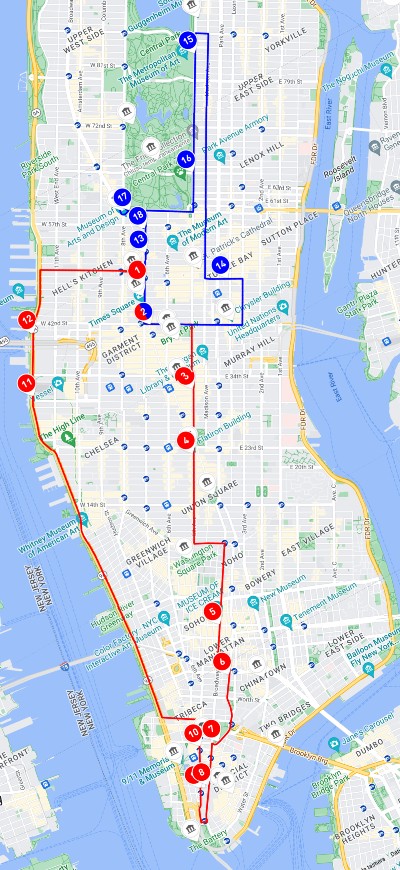 Mappa Big Bus New York