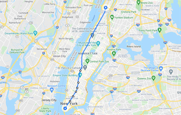 mappa della Broadway a New York