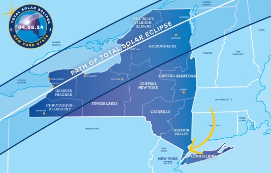 Mappa eclissi solare totale stato di New York