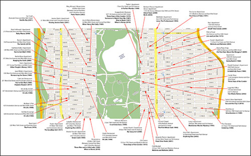 mappa delle location di new york zona upper manhattan, presenti su film famosi