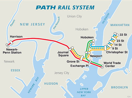 mappa linea path tra newark e manhattan