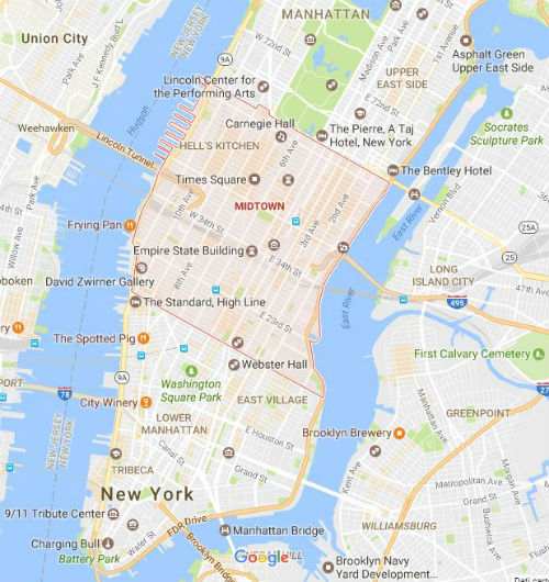 Mappa di Midtown Manhattan