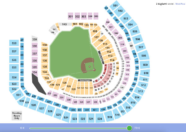 Mappa dei posti allo stadio City Field, per i New York Mets