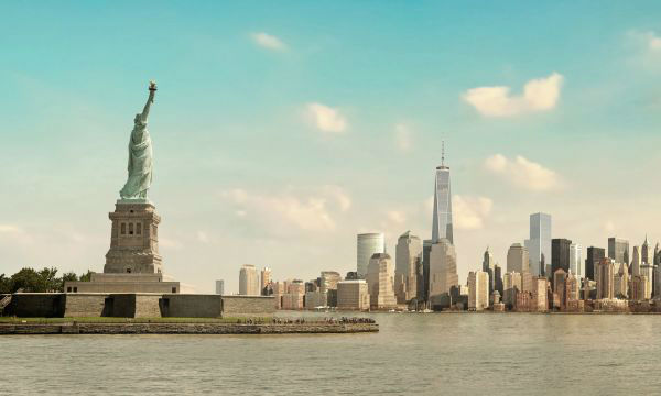 Il panorama su Downtown dalla Statua della Libertà