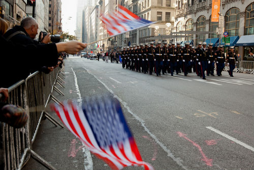 la parata militare durante il Veterans Day