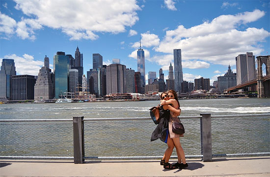 Skyline di New York visto dalle rive di Brooklyn