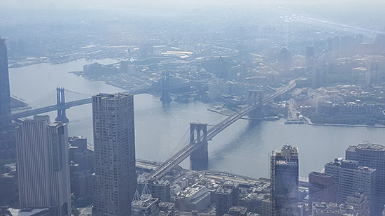 vista panoramica di Lower Manhattan da osservatorio della Freedom Tower