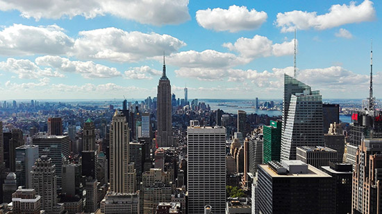 Vista verso sud Manhattan dall'osservatorio panoramico del Top of the Rock