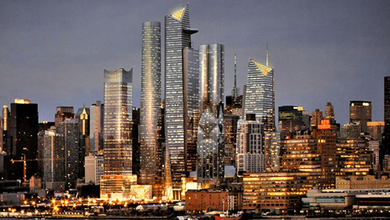 vista serale di Hudson Yards a New York