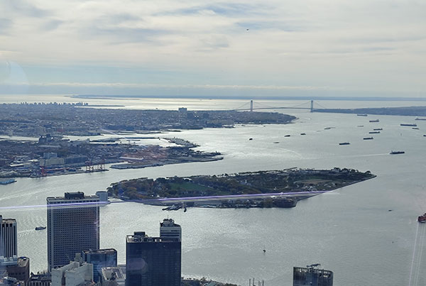 Vista del Ponte di Verrazzano dall'osservatorio della Freedom Tower
